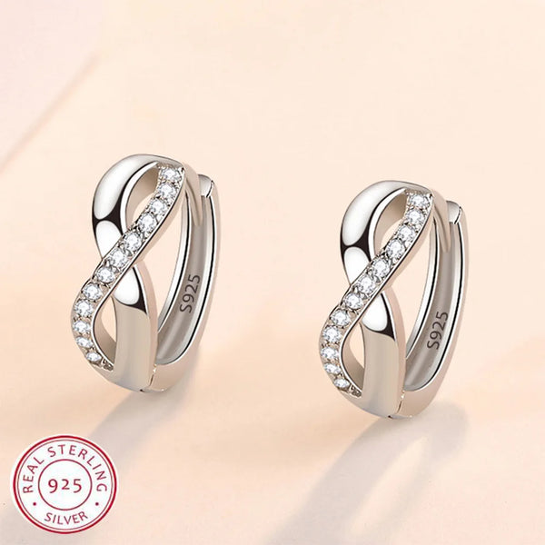 New 925 Sterling Silver Shining Zircon Earrings Women'S Circle Round Earrings Fashionable And Elegant Jewelry Birthday Gift