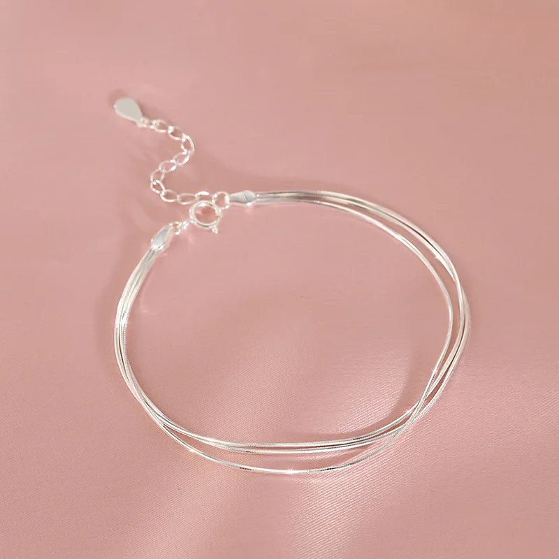 925 Sterling Silver Hollow Heart Bracelets For Women Girls Vintage Korean Design Double Layer Beads Bracelet Party Jewelry Gifts