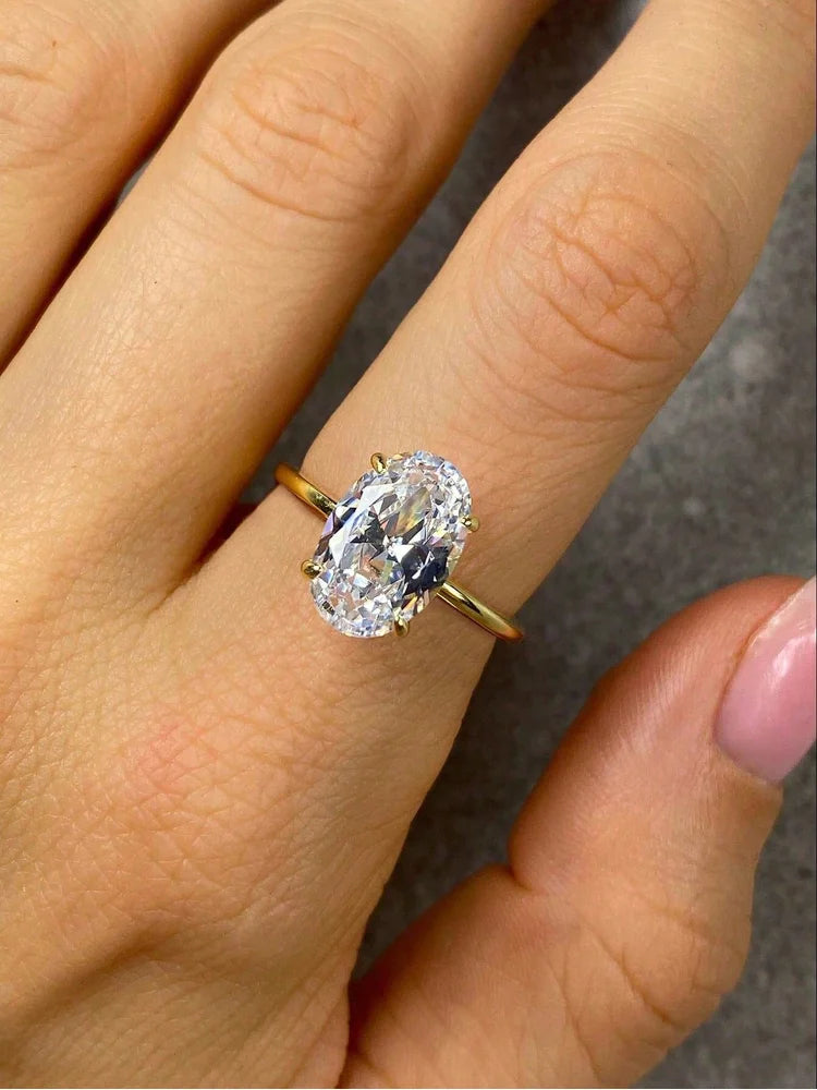 925 Sterling Silve 1-8CT Zircon Gorgeous Shiny Oval Stone Ring For Women Engagement Wedding Luxury High Quality Fine Jewelry