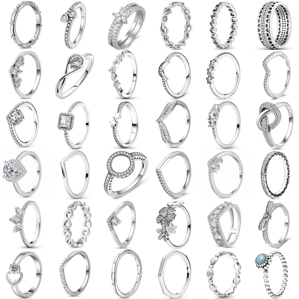 New 925 Sterling Silver Rings Stackable Infinite Silver shining Zircon Ring For Women Wedding Anniversary Birthday Jewelry Gift