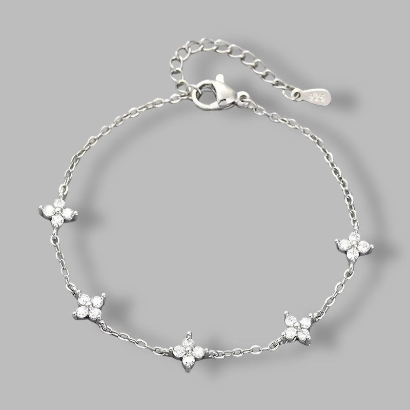 925 Sterling Silver Shiny Zircon Flower Bracelets For Women Charm Temperament Chain Bracelet Party Wedding Jewelry Holiday Gifts