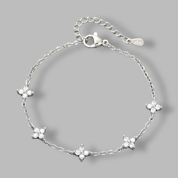 925 Sterling Silver Shiny Zircon Flower Bracelets For Women Charm Temperament Chain Bracelet Party Wedding Jewelry Holiday Gifts