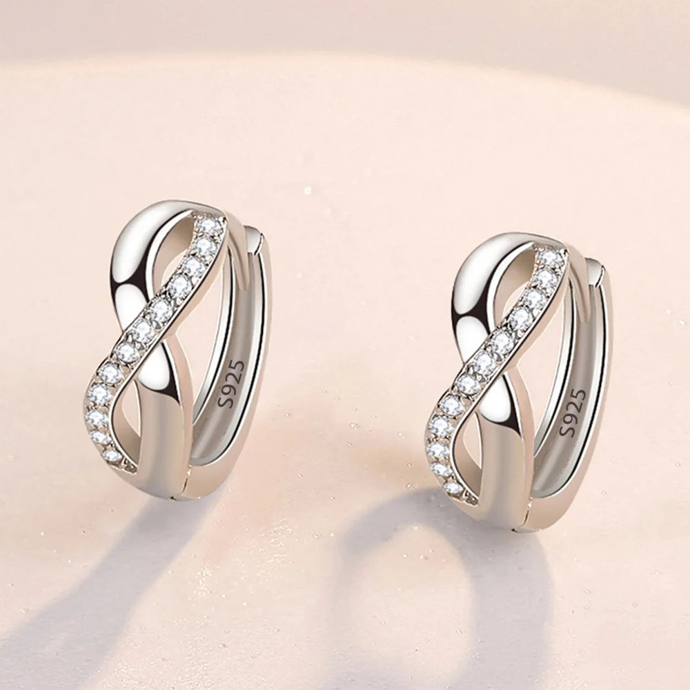 New 925 Sterling Silver Shining Zircon Earrings Women'S Circle Round Earrings Fashionable And Elegant Jewelry Birthday Gift