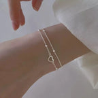 925 Sterling Silver Hollow Heart Bracelets For Women Girls Vintage Korean Design Double Layer Beads Bracelet Party Jewelry Gifts