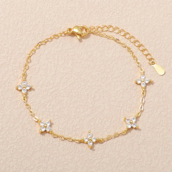 925 Sterling Silver Shiny Zircon Flower Bracelets For Women Charm Temperament Chain Bracelet Party Wedding Jewelry Holiday Gifts — view 2